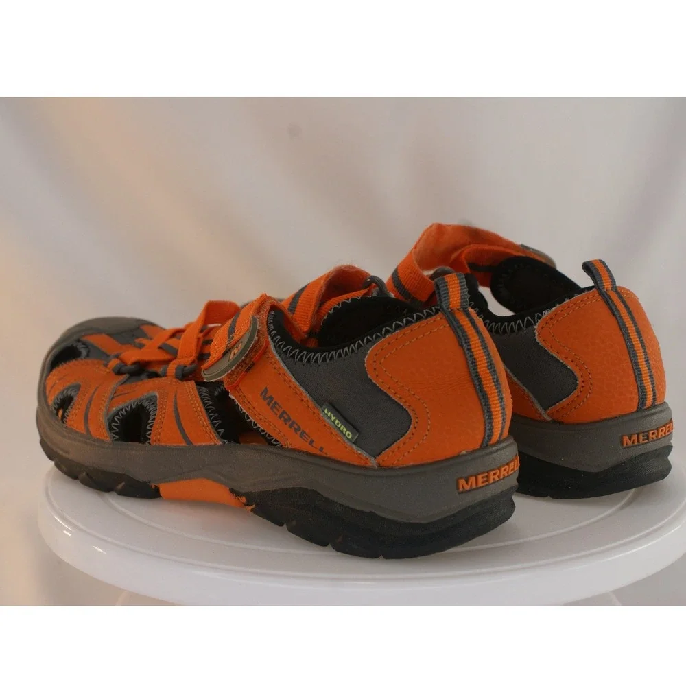 Merrell Hydro Kids Orange Gray Leather Mesh Water Sandals MY56930 US 4M EU 35